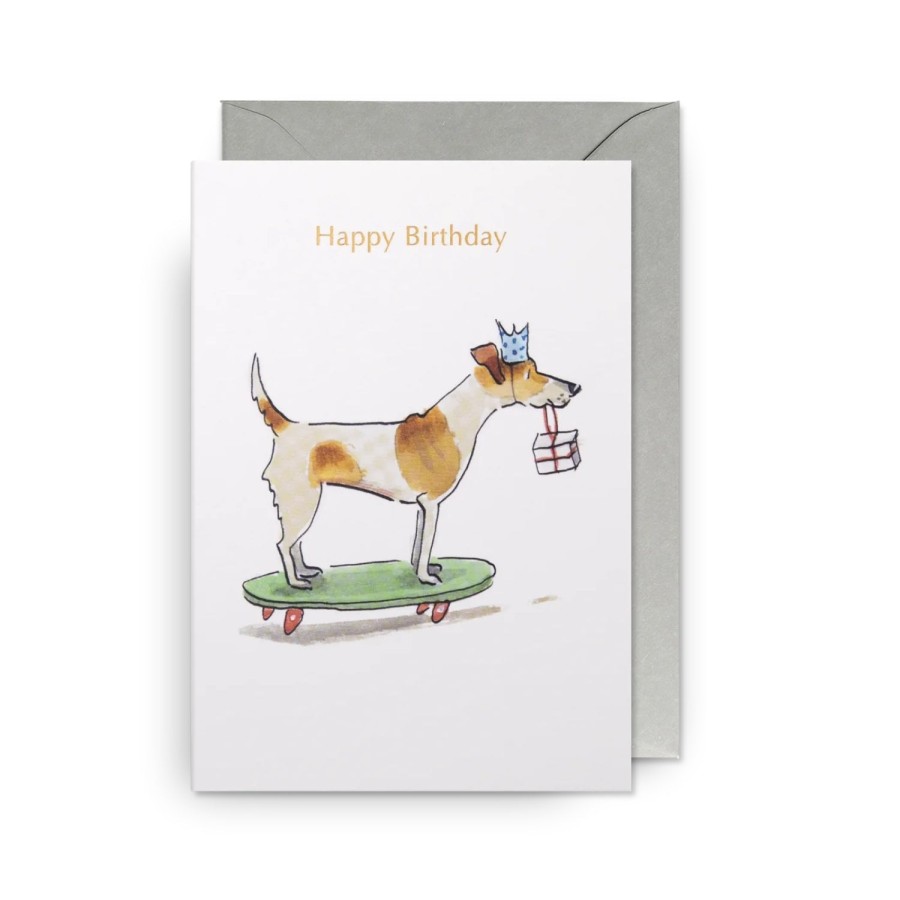 Bode Living Happy Birthday Illustrated Skater Dog Greetings Card Greeting Cards