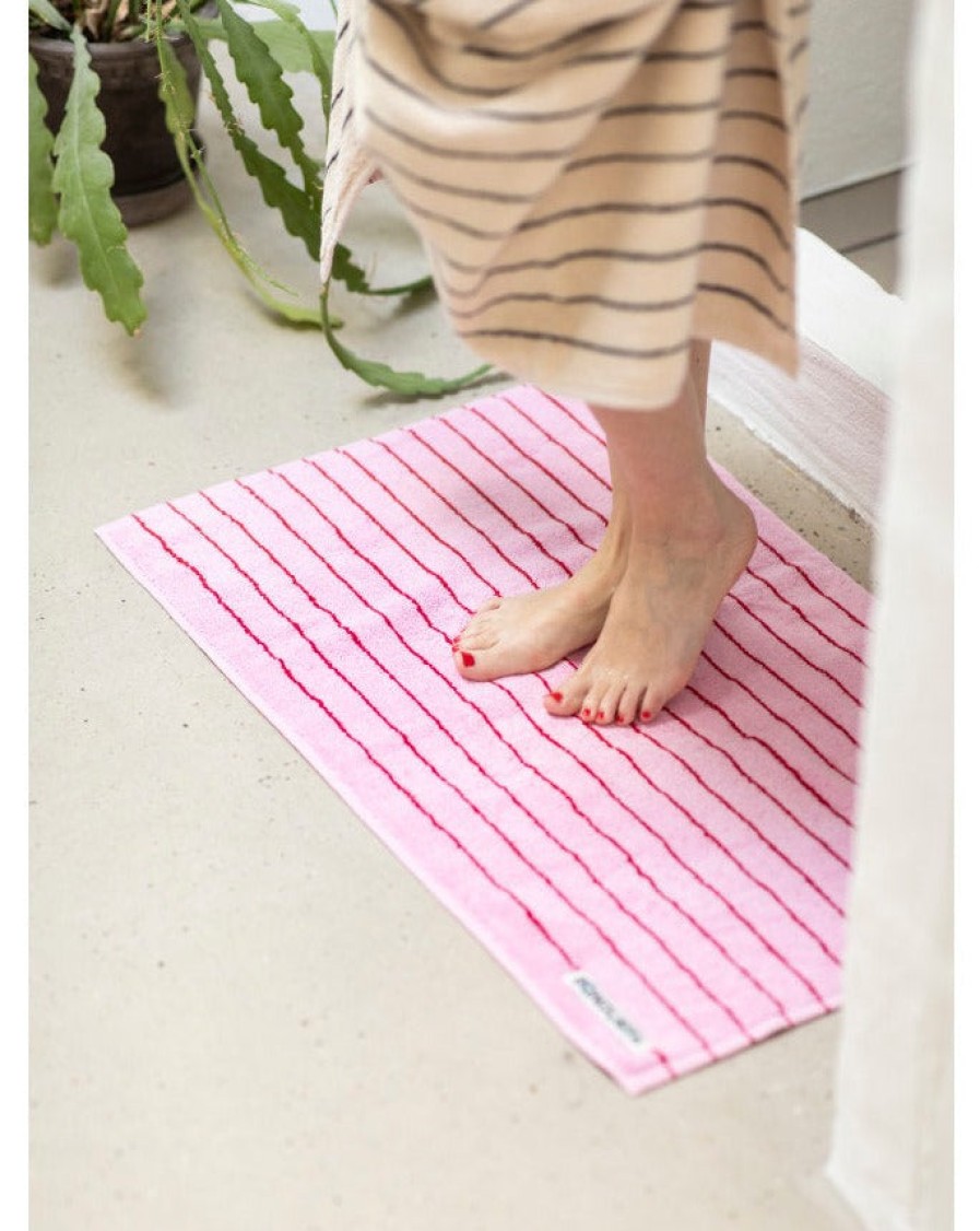 Bode Living Naram Bath Mat - Baby Pink & Ski Patrol Towels