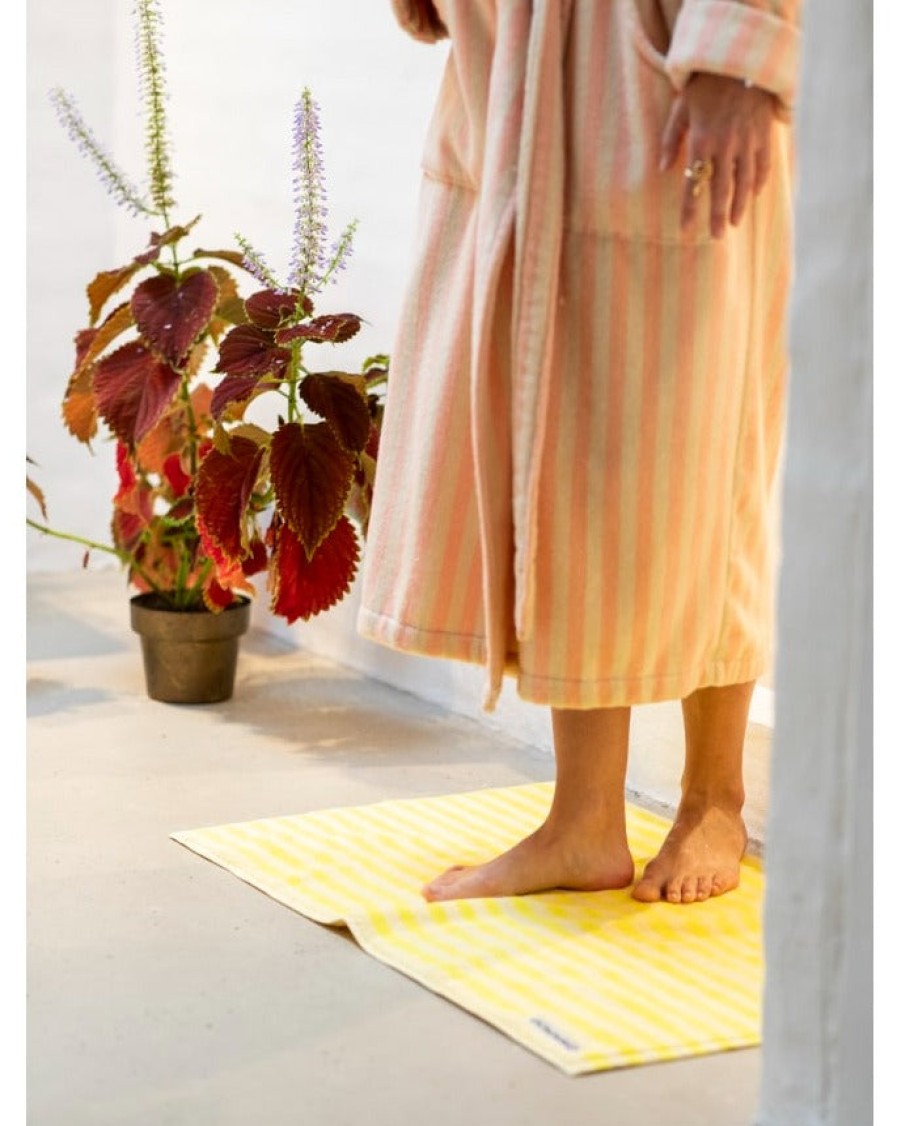 Bode Living Naram Bath Mat - Pristine & Neon Yellow Towels