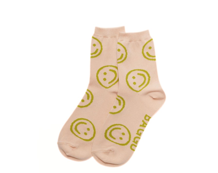 Bode Living Light Pink Happy Crew Socks Gifts For Her