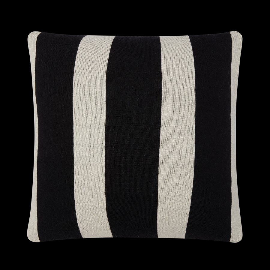 Bode Living Stripe Knit Cushion Cover - Black & Ivory Cushions