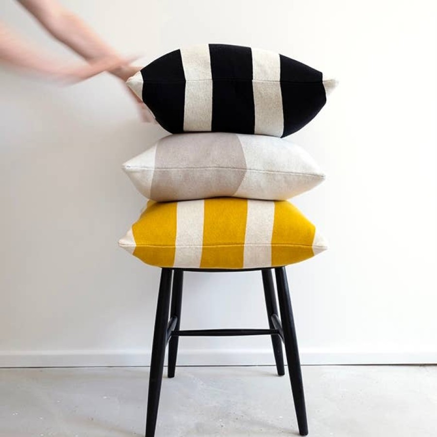 Bode Living Stripe Knit Cushion Cover - Black & Ivory Cushions