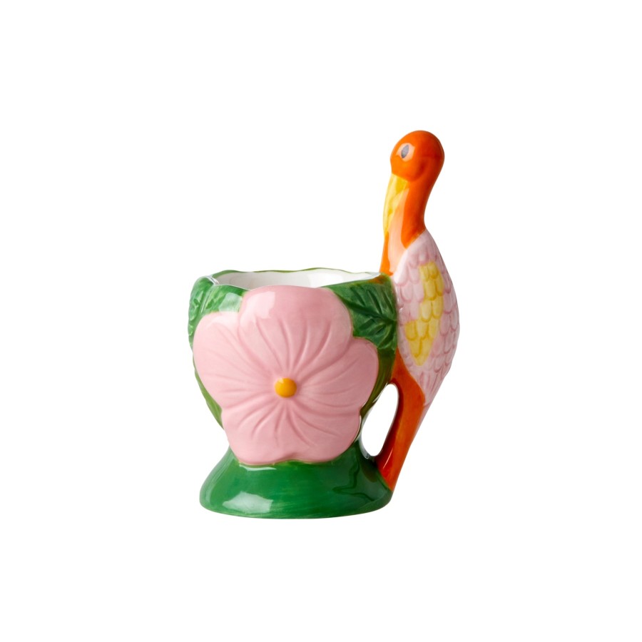 Bode Living Crane & Flower Ceramic Eggcup Table Accessories