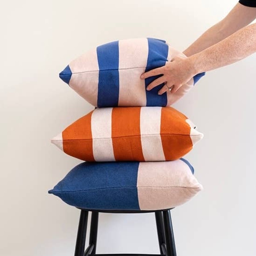 Bode Living Stripe Knit Cushion Cover - Cobalt & Blush Cushions