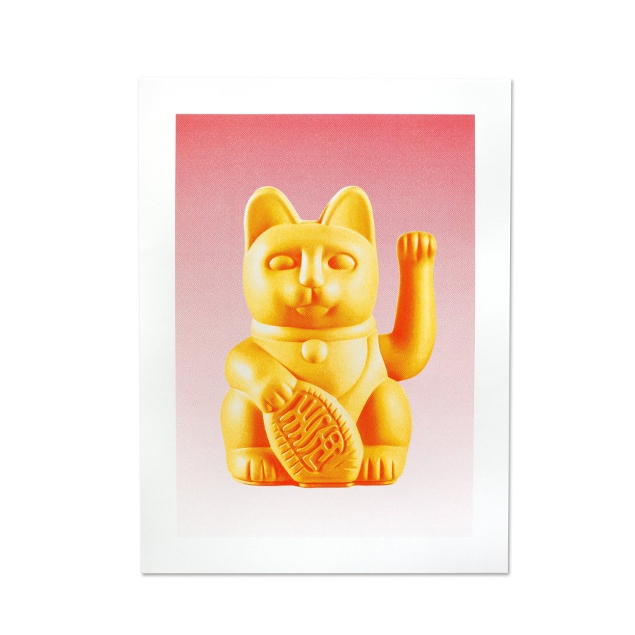 Bode Living Peach Lucky Cat Risograph Art Print Artwork & Prints